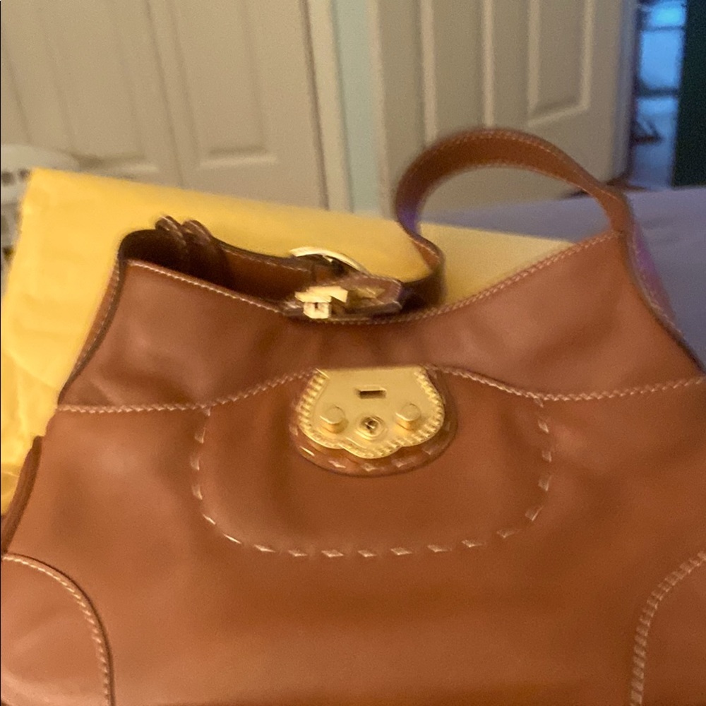 Vintage Elegant Brown Leather Handbag from Talbots. Very good condition.